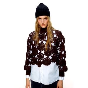 NWT Zara Cropped Crochet Sweater